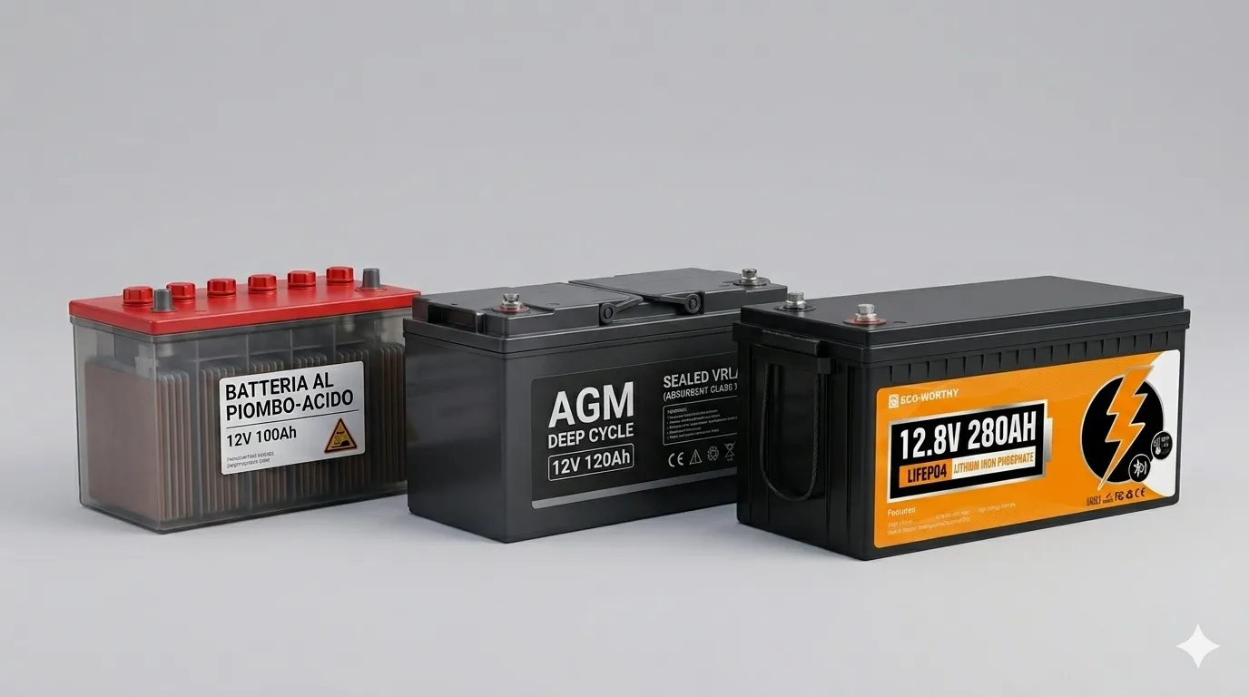 Differenze fra batterie al piombo, AGM e litio per camper