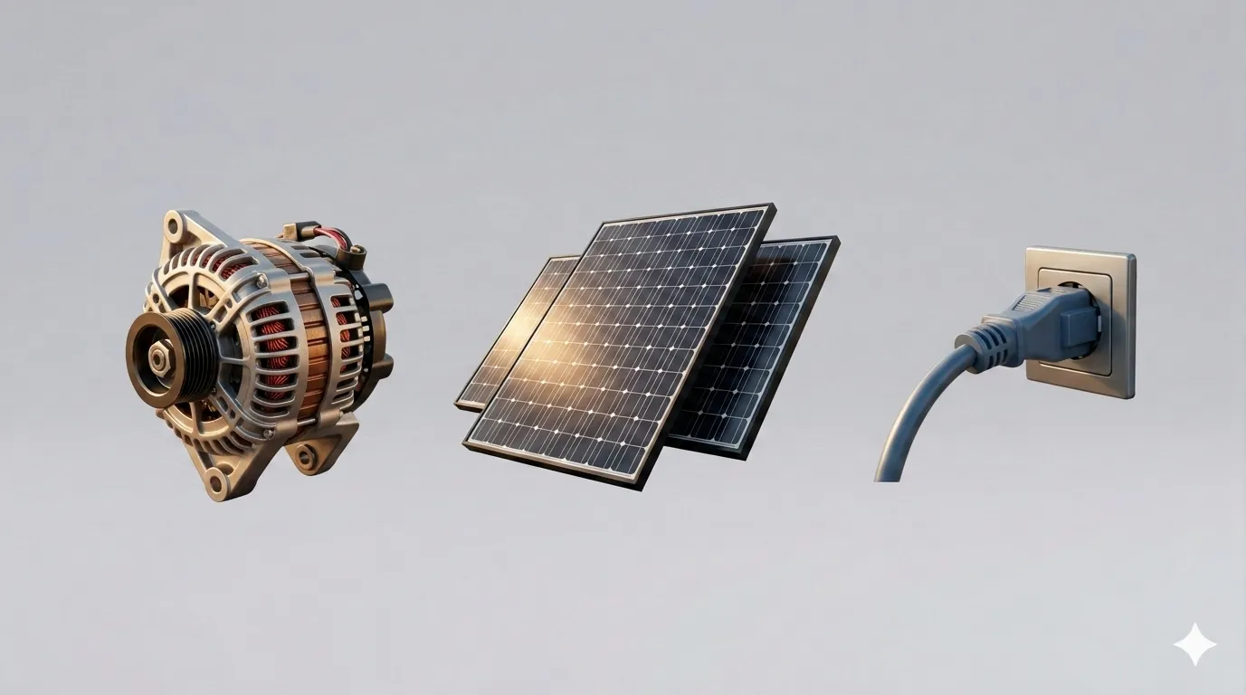 Come ricaricare la batteria: alternatore, pannelli e 220V